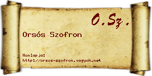Orsós Szofron névjegykártya